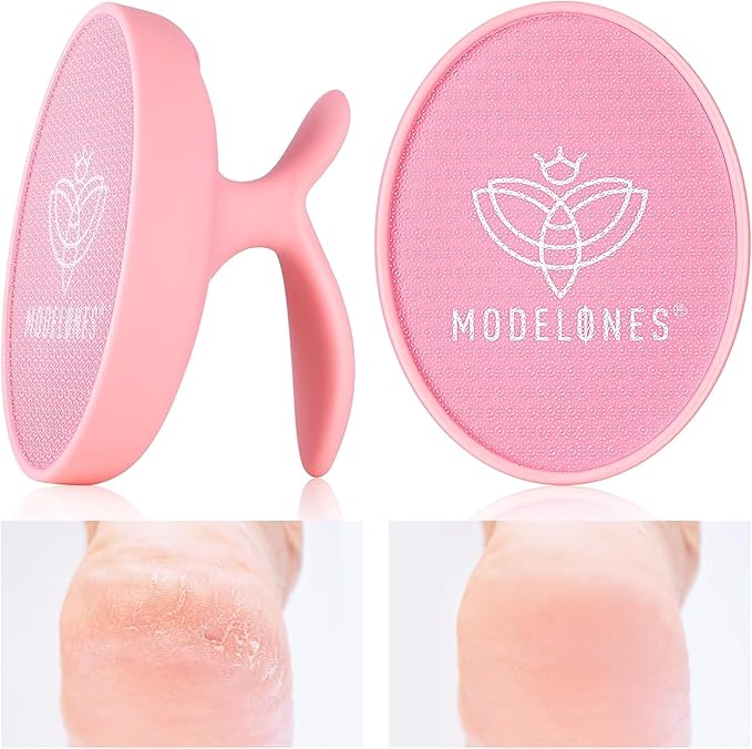 Modelones Glass Foot File, Professional Foot Scrubber and Callus Remover, Heel Scraper for Cracked Heels, Dead Skin Remover, Foot Buffer for Soft Feet, Safe Pedicure Tool with Anti-Slip Handle