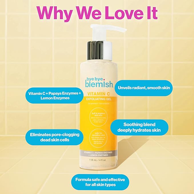 Bye Bye Blemish Vitamin C Gel Exfoliator | Gentle Exfoliating For Face | Face Scrubbing Wash For Brightening And Blemishes