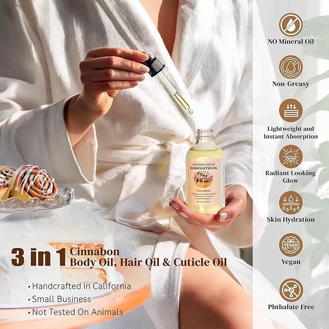 Cinnabon Body Oil - Moisturizing Body Oil for Soft, Smooth, Radiant Glowing Skin (4 fl oz)