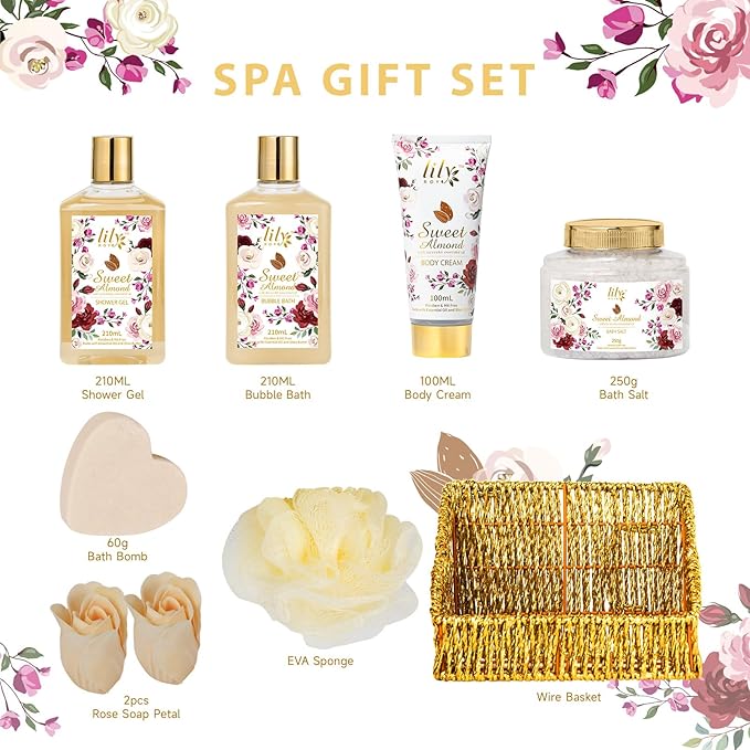 Christmas Gifts for Women - 9 Pcs Luxury Bath and Body Gift Basket Set Spa Gift Basket Set for Women, Gift Set | Perfect Valentine's, Birthday, Mothers Day Gifts for Mom, Gift for Mom All Occasion