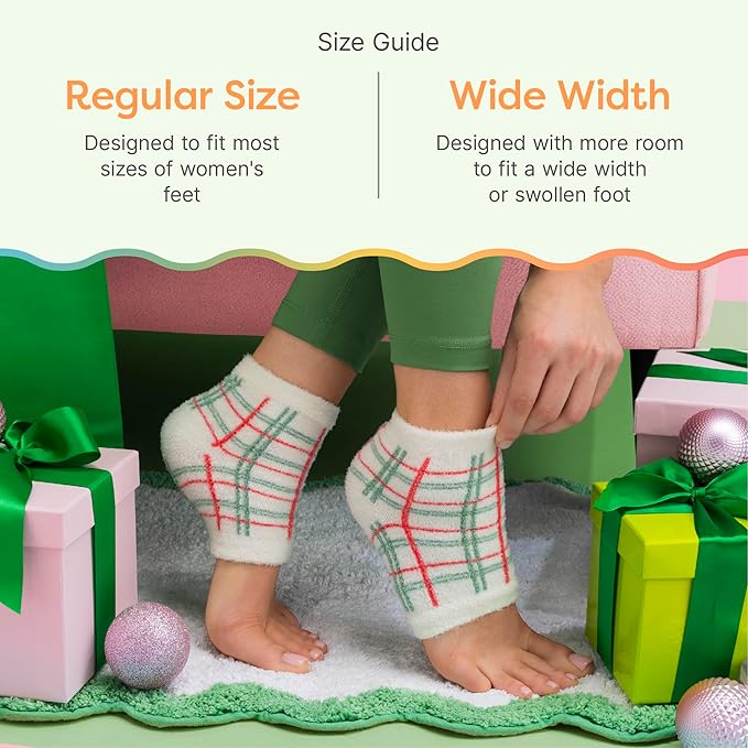 ZenToes Moisturizing Socks for Cracked Heel Treatment, Vitamin E, Olive Oil and Jojoba Oil Heel Socks, Stocking Stuffers for Women, Spa Self Care Gifts for Women (Green Gingham & Multi Plaid, Regular)
