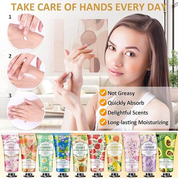 64 Pack Moisturizing Hand Cream Set, Christmas Gifts for Women, Bulk Hand Lotion Travel Size for Dry Cracked Hands, Mini Hand Cream for Mom Gifts, Stocking Stuffers, Thank You Gifts