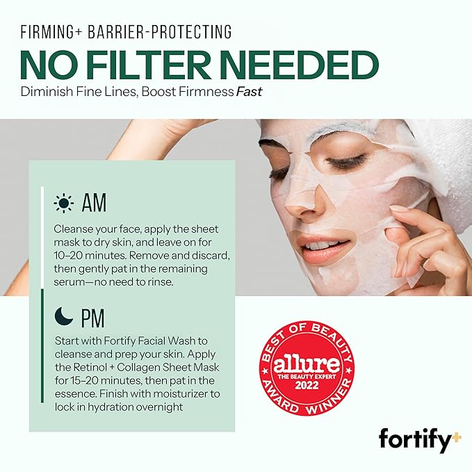 Face Mask with Retinol and Collagen - Dermatologist Tested, Anti Aging - Firming & Barrier Protecting - 3-in-1: Detox - Treat- Boost - Clean Beauty, Korean Skin Care, 10 Sheet Masks