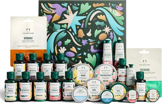 The Body Shop Classic Beauty Advent Calendar- 24 Piece Gift Set, Includes Creams & Gels for Shower & Body, Hand Balms and More