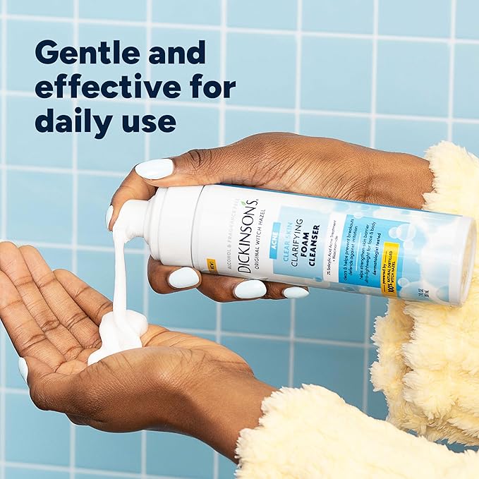 Dickinson’s Witch Hazel Acne Foam Cleanser with 2% Salicylic Acid, Niacinamide & Tea Tree | Alcohol-Free, Fragrance-Free | Gentle Daily Face Wash for Clear Skin | 7 Fl Oz