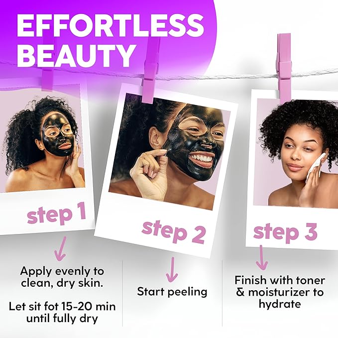 Korean Blackhead Remover Peel Off Mask – Activated Charcoal Face Mask for Women & Men – Black Head Remover for Face & Nose, Pore Cleaner, Facial Masks Skincare Alternative to Nose Strips & Mud