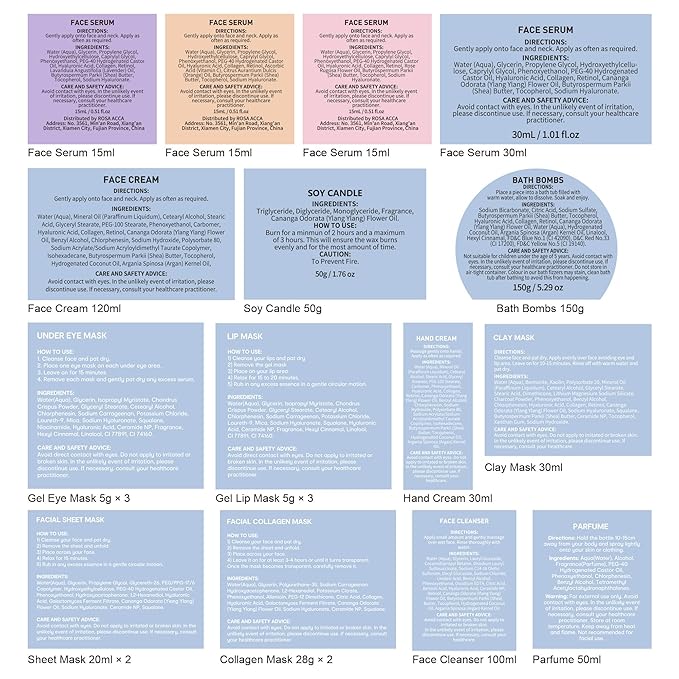 Christmas Gifts for Women, 33 Pcs Bath & Body Spa Gift Set, Face Sheet Mask Skin Care Kit, Ylang Essential Oil Collagen Gel Mask, Leather Bag, Lip Gloss, Face Serum, Skin Cleanser, Mother Day,Birthday