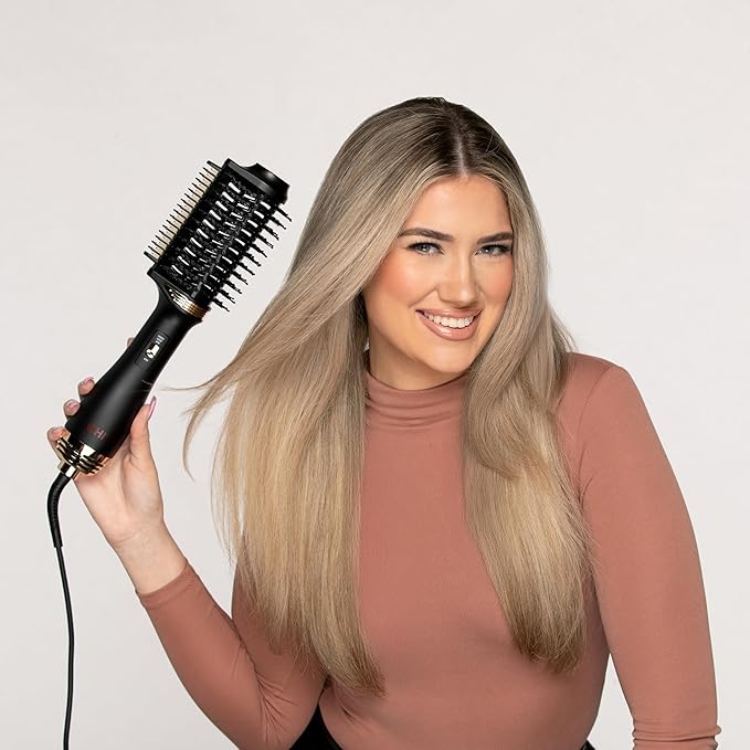 CHI Volume Styler, Blowout Brush for Amplified Volume, Heated Comb to Smoothen & Straighten Hair, 2-in-1 Hair Tool, Black