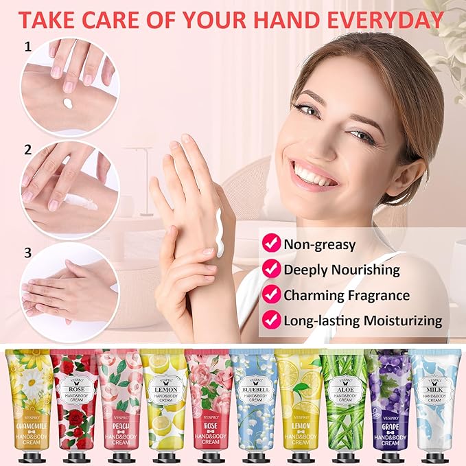 VESPRO 140 Pack Hand Cream Gifts Set, Stocking Stuffers for Women, Hand Lotion Travel Size for Dry Cracked Hands, Mini Hand Cream for Christmas Small Gifts, Thank You Gifts and Birthday Gifts