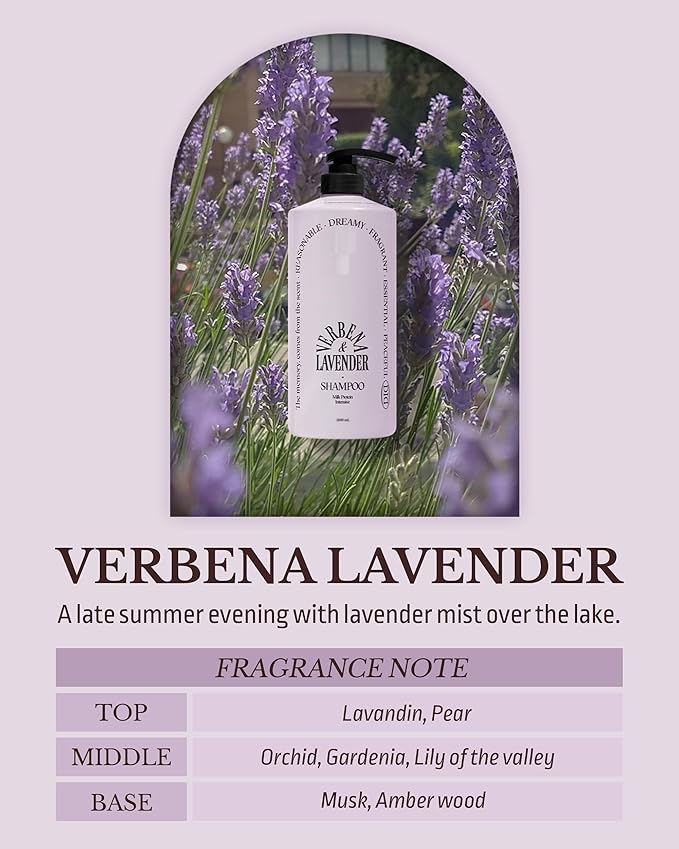 Milk Protein Intensive Shampoo - Korean Volumizing and Hair Loss Relief Perfume Shampoo for Damaged Hair - Subtle Verbena Lavender Scent - pH5.5 Scalp Purifying, 16.9 fl.oz.