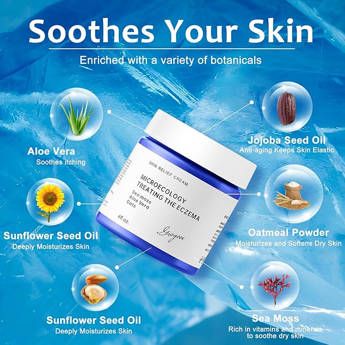 Crogooe Natural Organic Eczema Soothing Cream Made With Sea Moss Aloe Vera, Oats! Sensitive Skin Dry Skin Hydrating Comfort Moisture Fragrance Free Skin care
