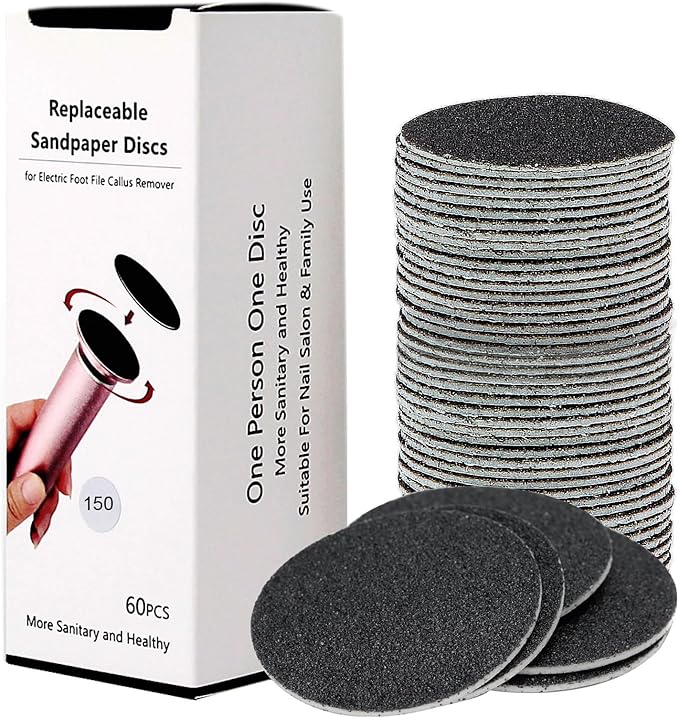 60PCS Replaceable Sandpaper Discs 150 Grit Sandpaper Refill Pad Disks for Electric Foot File Callus Remover (150 Grit)