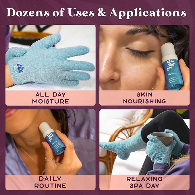 Purple Canyon Aloe Infused Socks and Gloves and Heel Balm Dry Feet Treatment | Blue Socks and Gloves with Vitamin E for Foot Health | Beeswax Essential Oil Balm with Heel Socks for Dry-Cracked Feet