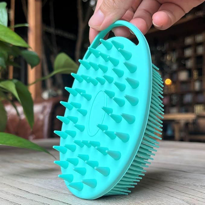 Premium Sensory Brush for Kids or Autism,Soft Silicone Body Scrubber,2 in 1 Sensory Room Occupational Therapy Brushes,Silicone Loofah,Pet Shower Brushes Bath Brush Shampoo Brush(hangable-Spikes-Teal)