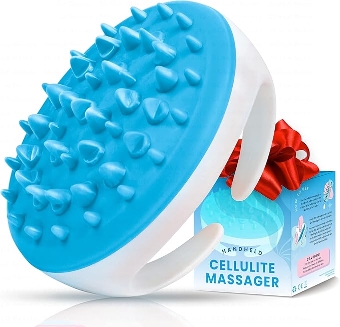 Scala Silicone Anti Cellulite Massager, Body Shower Scrubber, Cellulite Remover - Improve Circulation, Distribute Fat Deposits, Body Massager, Exfoliator, Fat Roller Use with Creams and Oils, Aqua