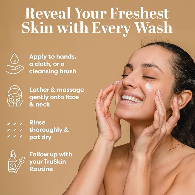 TruSkin Soothing Cleansing Milk - Gentle Facial Cleanser with Rice & Oat Milk, Hyaluronic Acid - Removes Make-Up Without Stripping Sensitive Skin