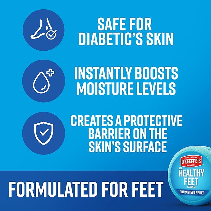 O'Keeffe's for Healthy Feet Foot Cream - 3.2 oz Jar (1 Pack) - Guaranteed Relief for Extremely Cracked, Dry Feet, Repairing Skincare, Instantly Boosts and Retains Moisture Levels