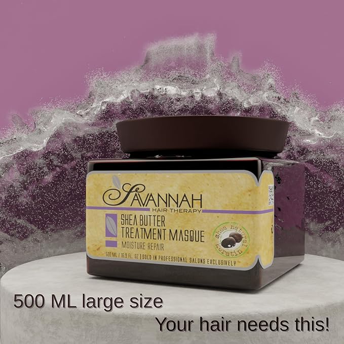 Savannah Hair Mask/Hair Masque with Keratin & Shea Butter – Deep Conditioning, Hydrating Anti-Frizz Treatment for Dry, Curly, or Chemically Treated Hair – 500ml (16.9 oz)