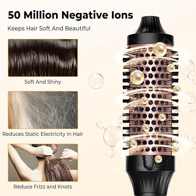 1.5 in Thermal Brush, Curling Iron Heated Round Curling Volumizing, The Ceramic Barrel Heats up 30S, LCD Display 10 Temperatures frizz-Free Curls The Ionic