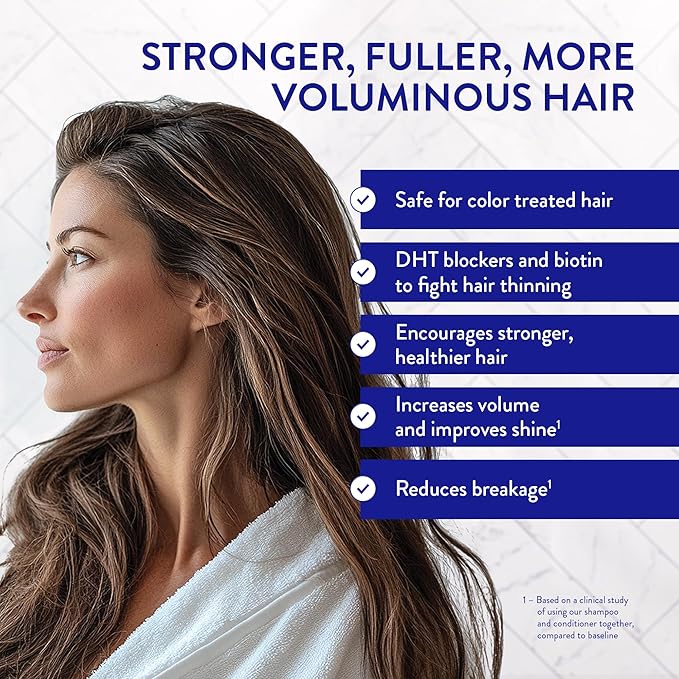 Routine Wellness Anti-Thinning Shampoo for Thinning Hair - Biotin DHT Blocker Women & Men - Color Safe Shampoo for Hair Loss & Healthy Hair - Cucumber (Pack of 2)