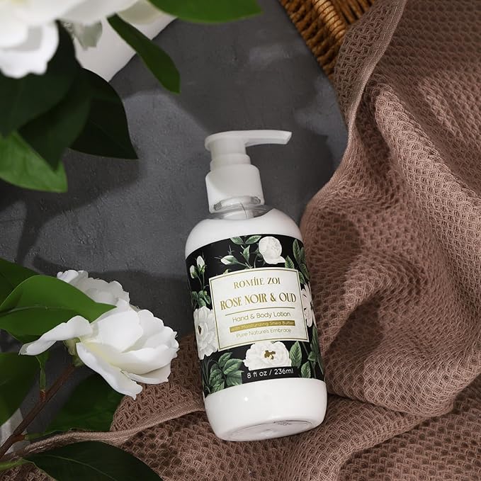 ROMIIE ZOI Daily Hand & Body Lotion with Moisturizing Shea Butter - Rose Noir & Oud - 236 ML / 8 FL OZ