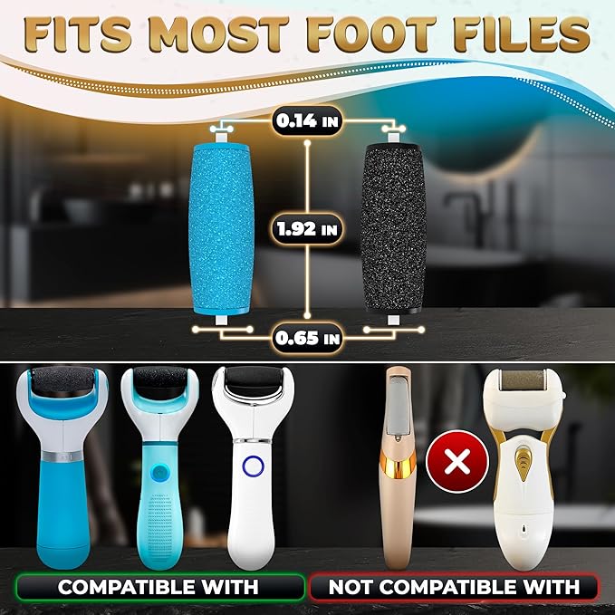 11 Pcs Replacement Rollers for Electric Foot Callus Remover Tool - 7 Extra Coarse & 4 Regular Coarse Refill Heads (1.92 x 0.65 Inches), Micro-Diamond Crystals - Compatible with Amope Pedi Perfect Pro
