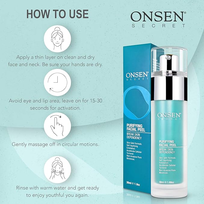 Onsen Secret Exfoliating Peeling Gel - Daily Gentle Face Exfoliator, Dark Spot Remover, Organic Facial Peel for Sensitive Skin, Natural Whitening Peeling Gel for Women, 1.7 fl oz/50 ml