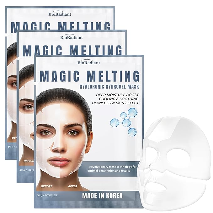 Hyaluronic Acid Hydrogel Face Mask – Deep Hydration, Pore Refining & Anti-Aging Wrinkle Care – Dermatologist Tested Korean Skin Care – Vegan, Cruelty-Free, Clean Beauty – Pack of 6