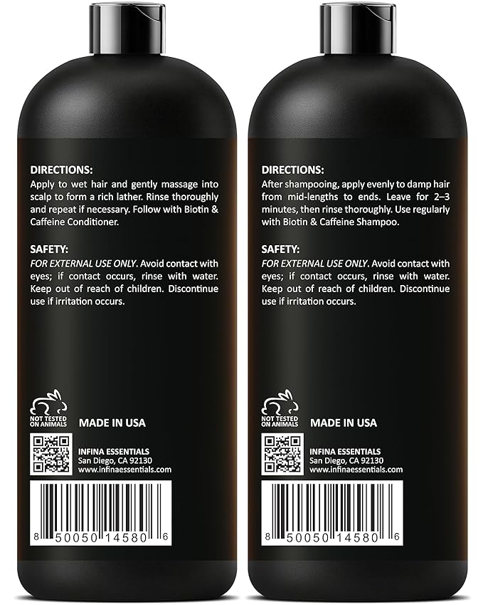 Caffeine Biotin Shampoo and Conditioner Set | 16 fl oz Each | with Batana Oil | Nourishing & Strengthening Formula | Promotes Hair Growth, Thickness & Fuller-Looking Hair