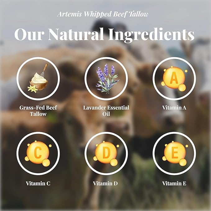 Beef Tallow for Skin - Beef Tallow face and body Balm, Natural Cream, 6 oz (Pack of 1) | Grass-Fed Beef Tallow, All-Natural Moisturizer, Whipped Beef tallow Cream for Smooth Skin, Vitamins A, C, D, E