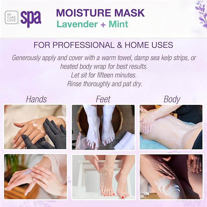 BCL SPA Organic Lavender and Mint for hands mask, foot mask, and body mask skin care spa treatment for women at home or professional spa with shea butter, argan oil, olive oil, aloe vera 16 oz
