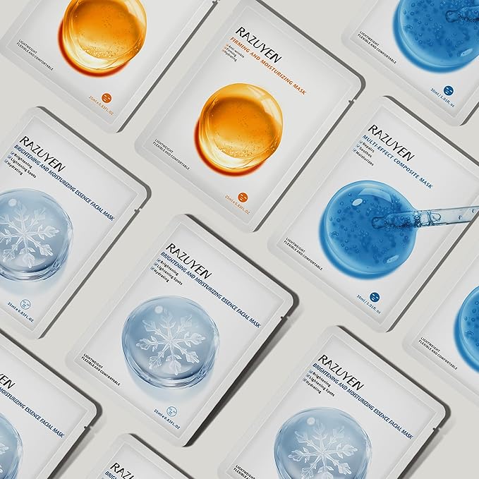 Face Sheet Masks, Christmas Stocking Stuffers, 9 Variety Packs, Peptide, Vitamin C & Panthenol B5, Antiaging, Brightening, Soothing Facial Skincare Gift Set for All Skin, Moisturizing Mask Set