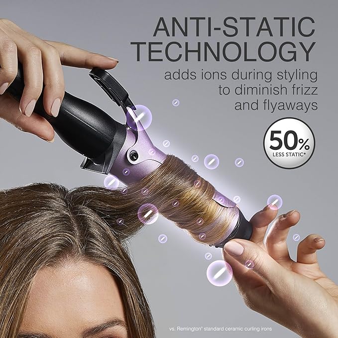 Remington Anti-Static 1.5-Inch Clipped Curling Iron with Titanium Protection, Fast Heat-Up, Ceramic Barrel for Big Voluminous Waves & Added Body, Auto Shut-Off