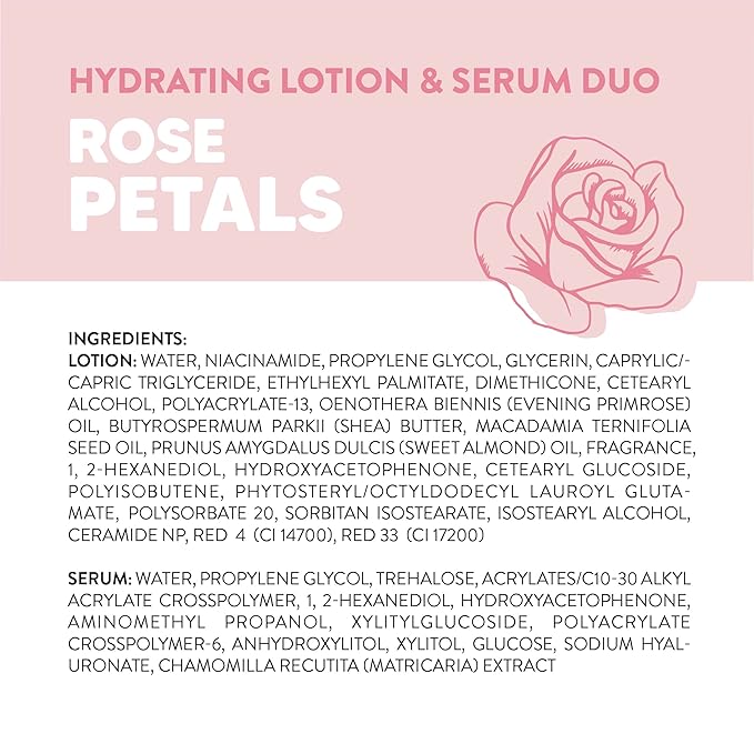 Onyx Professional Hydrating Body Lotion & Serum Duo, Rose Petals, 7 fl oz, 2pk