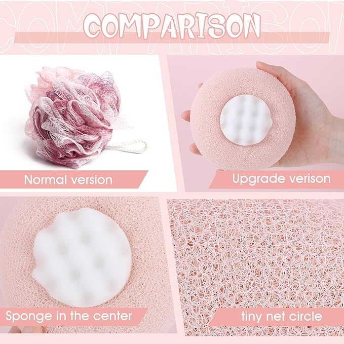 2 Pcs Soft Sunflower Suction Cup Bath Ball Bath Body Brush Exfoliating Mesh Bath Sponge Cleaning Scrubber Bath Sponge Brush with Comfortable Non-Slip Handle