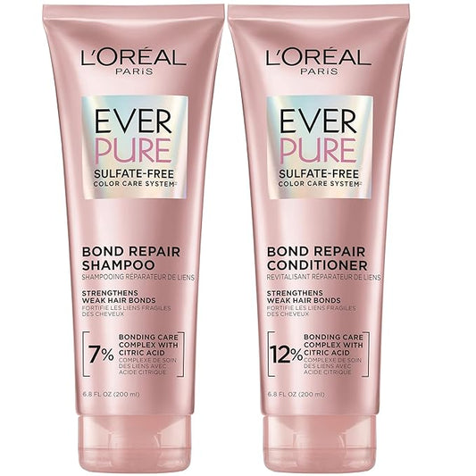 L'Oreal Paris EverPure Sulfate-Free Vegan Hair Care Kit - Shampoo and Conditioner to Strengthen and Repair Hair Bonds (Packaging May Vary)