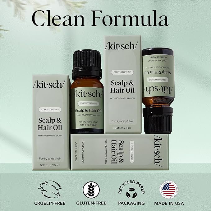 Kitsch Rosemary Oil for Hair Growth – Hair Oil with Biotin, Castor & Jojoba – Pre-Wash Scalp oil for Hair Care – Lavender Scent – 10mL | Ideal Gifts for Women