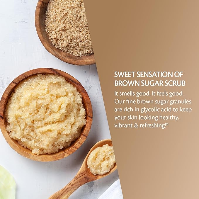Brown Sugar Scrub Face Foot & Body Exfoliator Infused with Collagen and Stem Cell Exfoliating Salt Body Scrub for Toning Skin Cellulite Skin Care, 12oz by M3 Naturals