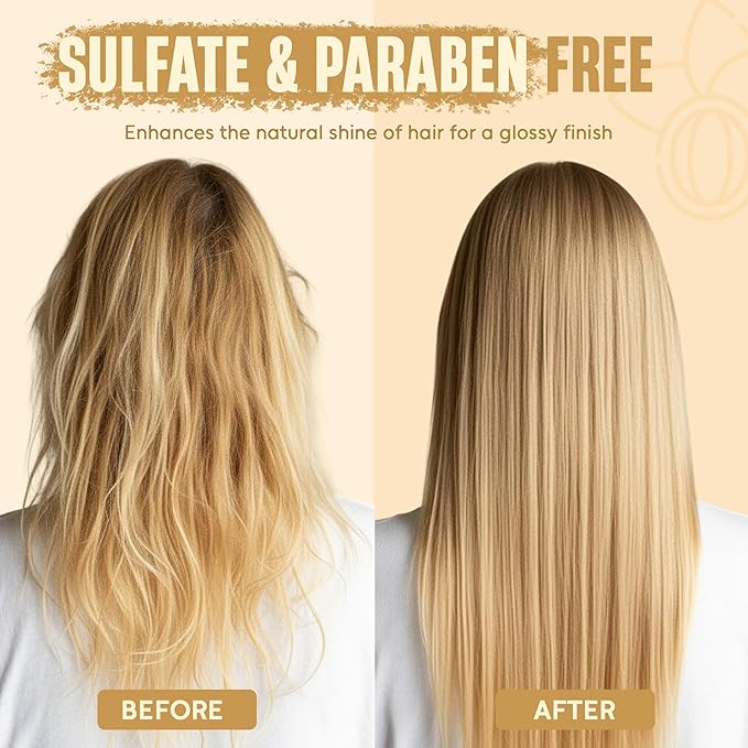 Shea Butter Shampoo & Conditioner Set | 16 fl oz Each | with Batana Oil & Argan Oil | Moisturizing, Strengthening & Frizz Control Formula | Supports Hair Growth & Adds Thickness