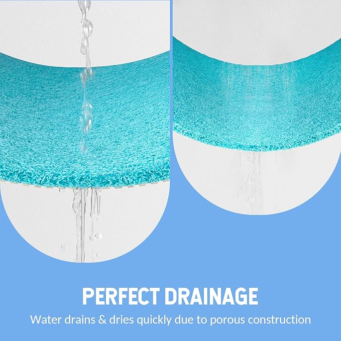 Non-Slip Bathtub Mat, Anti Slip Shower Mat, Fast Drying Bathtub Mats, Foot Scrubber Mat, Anti Slip Mat for Tub, Floor, Bathroom, Kitchen, Home, Hotel (Turquoise Blue 40"×28")