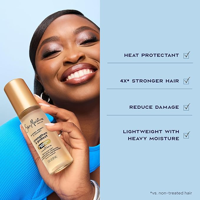 SheaMoisture Strengthen & Protect Hair Oil Manuka Honey & Yogurt Reduces Heat Damage and Protects Hair with an Amla Oil and Manuka Honey Infused Lightweight Formula 3.3fl oz