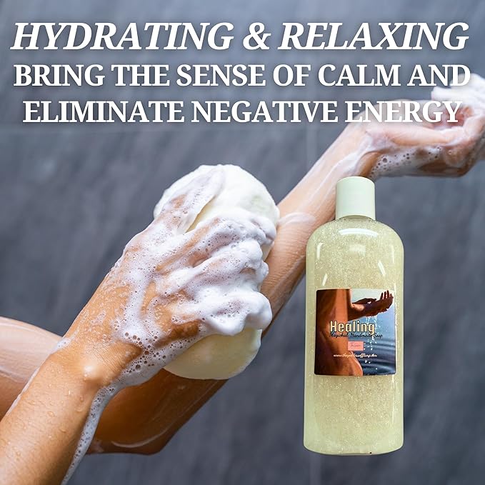 Healing Shower Gel – 8 oz Handmade Body Wash for Spiritual, Emotional & Energetic Cleansing – Eucalyptus Scent – Altar-Charged – Wiccan, Hoodoo, Conjure, Pagan Ritual Use – Vegan & Sulfate-Free