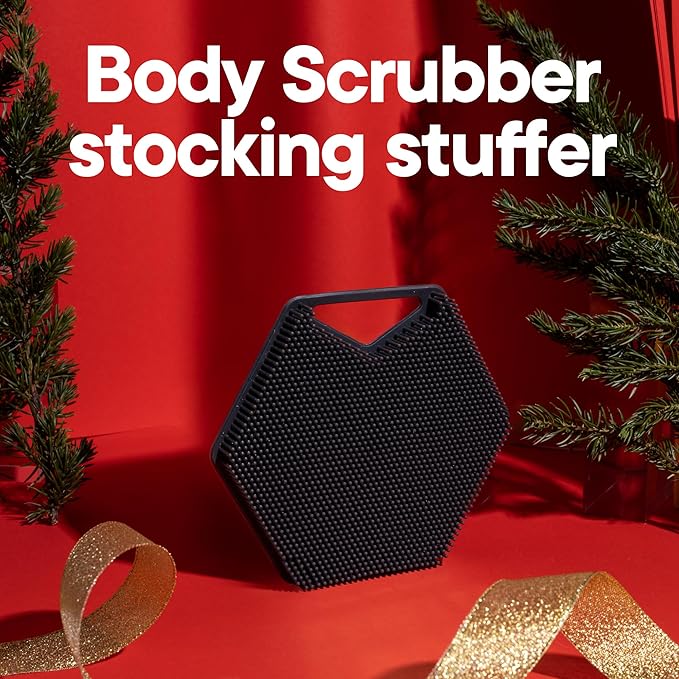 TOOLETRIES Body Scrubber - Exfoliates & Deep Cleans - Silicone Shower & Bathroom Accessory with Bespoke Bristles and Ergonomic Handles - Charcoal