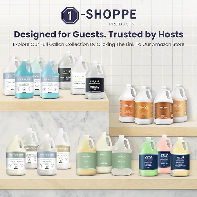 Terra Pure 1-Shoppe Eco Botanics Natural Conditioner with Raw Honey & White Tea | Gallon Jug Bulk Toiletries for Airbnb, Vacation Rentals, and Home Bathroom | Refill For Soap Dispensers | Set of 4