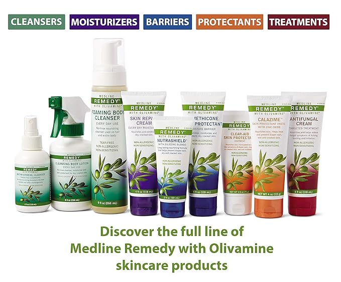 Medline Remedy Olivamine Foaming Body Cleanser, No Rinse, Scented, 5-oz Pump Bottle