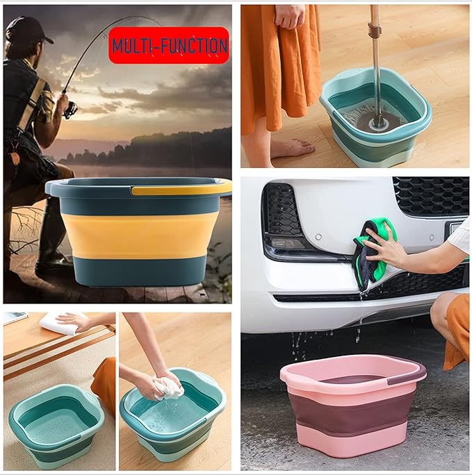 Collapsible Foot Bath Basin Tub for Soaking Feet, Plastic Foldable Foot Spa Bucket Tools with Handle and Massager Acupoint for Camping Travel