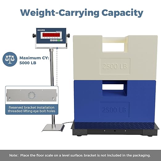 36"x36" Industrial Floor Scale, Heavy-Duty Warehouse Scale with Digital Indicator, Accurate Pallet Scale for Postal Luggage Shipping Mailing Weighing, 5000 lb x 1 lb, Black