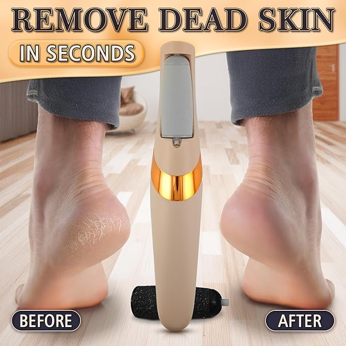 Foot Callus Remover Electric – Rechargeable Callus Grinder for Feet with 2-Speed and 2 Rollers (Coarse & Fine) for Smooth & Soft Feet – Compact Electric Foot Sander for Daily Foot Care & Travel Use