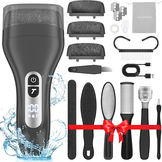 Electric Callus Remover for Feet,Rechargeable Electronic Foot File Pedicure Tools,Professional Waterproof Foot Scrubber File,Portable Pedi Feet Care for Cracked Heels &Dead Skin with LCD Display