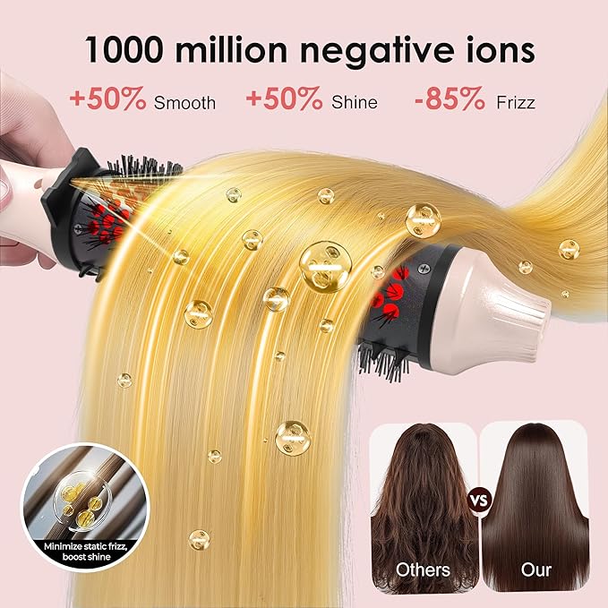 Infrared Thermal Brush, 1.65 inch Heated Round Brush for Blowout Look, Dual Voltage, Negative Ion Thermal Hair Tools, 6 Temperature, No Damage, Xmas Christmas Gifts for Women